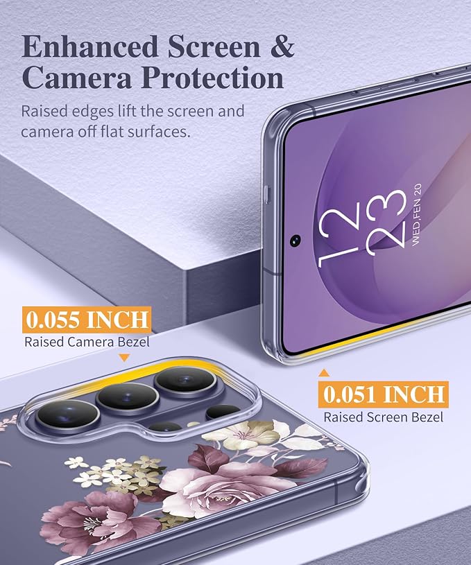 GVIEWIN for Samsung Galaxy S26 Ultra Case, Clear Floral Slim Shockproof Protective Women Phone Case, Non-Yellowing, with Screen Protector & Camera Lens Protector for S26 Ultra 6.9", Cherry Blossoms