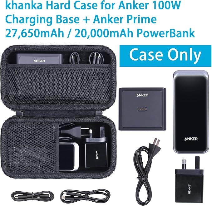 khanka Hard Case for Anker 100W Charging Base + Anker Power Bank 20k