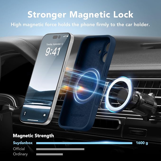 Magnetic for iPhone 17 Case, Compatible with MagSafe, [Full Camera Protection][Screen Protector] Silicone Shockproof Protective Phone Case for iPhone 17 6.3", Cobalt Blue