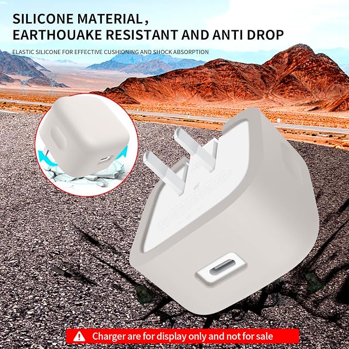 Soft Silicone Charger Case Compatible with Apple 40W USB-C Dynamic Power Adapter with (60W Max), Shockproof & Scratch Resistant Cover, Grey