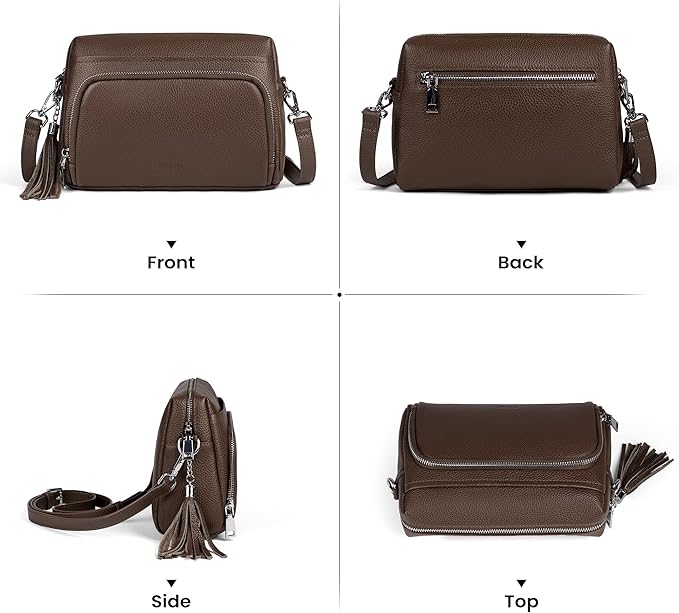 befen Genuine Leather Crossbody Purses for Women Small Crossbody Bags Purse with Built in RFID Blocking Wallet