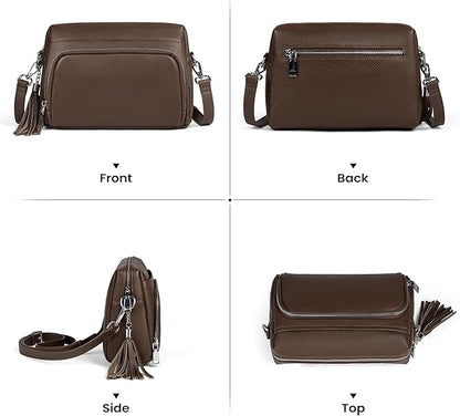 befen Genuine Leather Crossbody Purses for Women Small Crossbody Bags Purse with Built in RFID Blocking Wallet