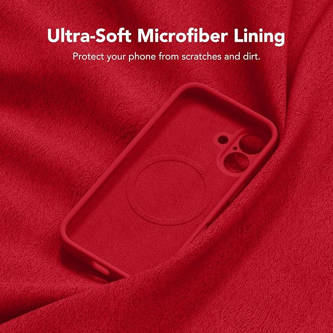 Magnetic for iPhone 16 Plus Case, Compatible with MagSafe, [Full Camera Protection][Screen Protector] Silicone Shockproof Protective Phone Case for iPhone 16 Plus 6.7", Red