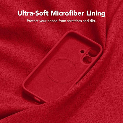 Magnetic for iPhone 16 Plus Case, Compatible with MagSafe, [Full Camera Protection][Screen Protector] Silicone Shockproof Protective Phone Case for iPhone 16 Plus 6.7", Red