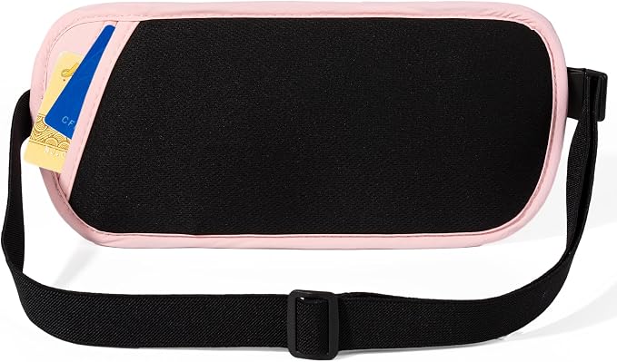 Money Belt - Slim Passport Holder RFID Blocking Travel Wallet Undercover Fanny Packs for Men Women - Pink