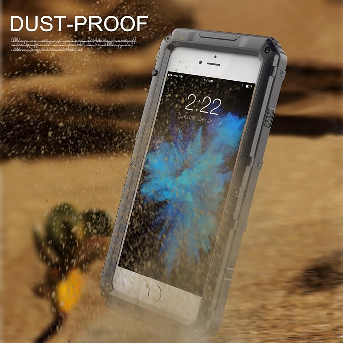 Mitywah Waterproof Case Compatible with iPhone 7 / iPhone 8 Heavy Duty Durable Metal Full Body Protective Case Built-in Screen Protection Shockproof Dustproof Rugged Military Grade Defender, Black