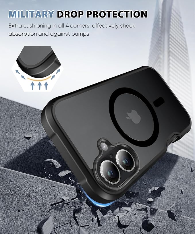 Compatible with iPhone 17 Case Black, Built-in Screen Protector, [Compatible with MagSafe] Full Body Rugged Phone Case, Shockproof Protective Magnetic Cover for iphone17 6.3" (Black)