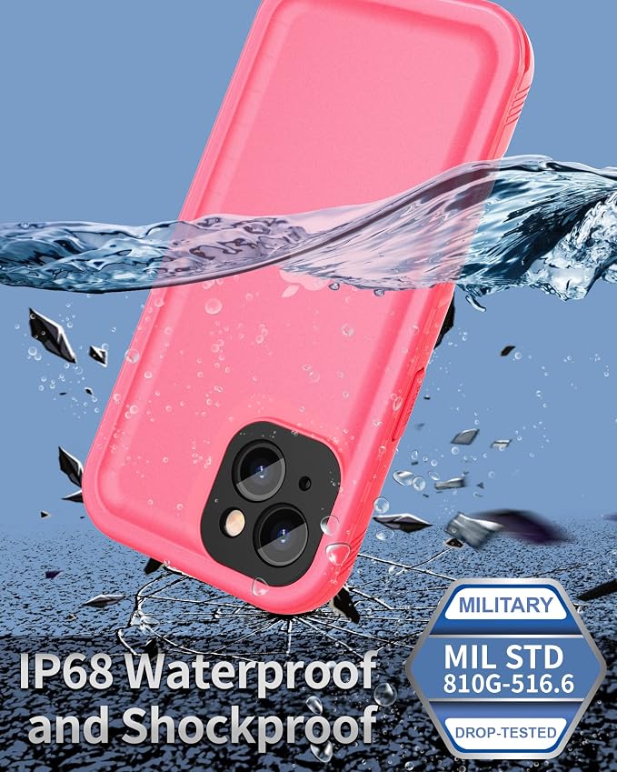 SPORTLINK Compatible with iPhone 13 Waterproof Shockproof Case - Full Body Heavy Duty Underwater Dustproof Rugged 360 Protective Military Grade Outdoor 6.1 Inch with Camera Screen Protector (Pink)