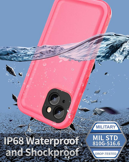 SPORTLINK Compatible with iPhone 13 Waterproof Shockproof Case - Full Body Heavy Duty Underwater Dustproof Rugged 360 Protective Military Grade Outdoor 6.1 Inch with Camera Screen Protector (Pink)