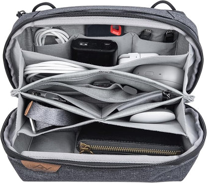 Peak Design Tech Pouch, Charcoal, Electronics Organizer for Travel or Everyday Carry, Origami-Style Storage, Cable Pass-Through, Weatherproof Recycled Nylon, Gear Carry Bag for Men and Women