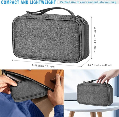 ZINMARK Portable Cable Organizer Case,Travel Pouch with Double-Layer Storage for Cables,Chargers,Earbuds & Phone,Dark Gray