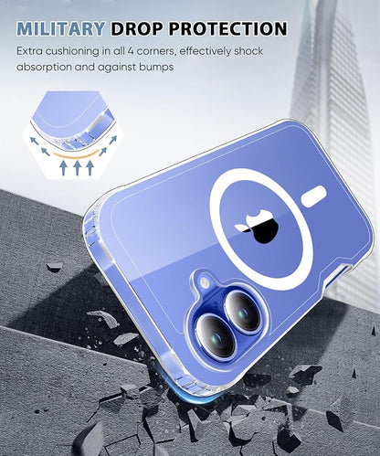 Compatible with iPhone 16 Plus Case Clear, Built-in Screen Protector, with Camera Lens Protector, [Compatible with MagSafe] Full Body Phone Case, Protective Cover for 16Plus 6.7" (Clear)