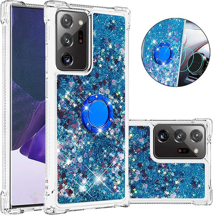 Liquid Case Silicone for Galaxy Note 20 Ultra with Ring Holder, Silicone Liquid Bumper Case Transparent Protective Cover Yellowing-Resistant Scratch Case Compatible with Samsung Galaxy Note 20 Ultra