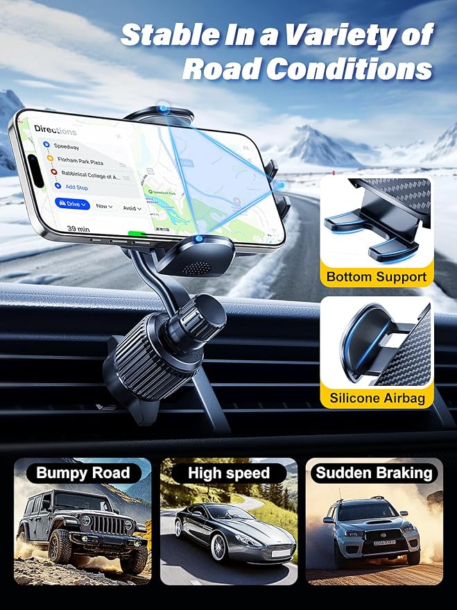 Car Vent Phone Mount, [Never Blocking Vent, Enjoy The Comfort of The A/C] Hands-Free Universal Extension Clip Air Phone Holder Car Fit for All Phones iPhone 17 16 15 14 13 12 Samsung More
