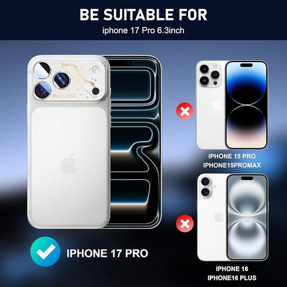 Compatible for iPhone 17 Pro Camera Lens Protector, Virgo Pattern, Drop Protection, Anti Scratch Full-Coverage, AR 360-Degree Protection, Camera Transmfttance HD, Easy Installation, Silver