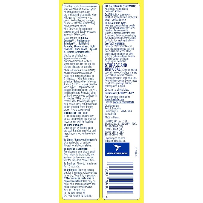 Lysol® Disinfecting Wipes, Lemon And Lime Blossom, 7" x 8", 17.7 Oz, 80 Wipes Per Flat Pack, Carton Of 6 Flat Packs