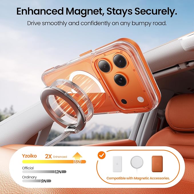 for iPhone 17 Pro Max case [10Ft Military-Grade Protection] Compatible with fit MagSafe Shockproof Slim Thin Cover case for iPhone 17 Pro Max 6.9 inch, Orange Clear
