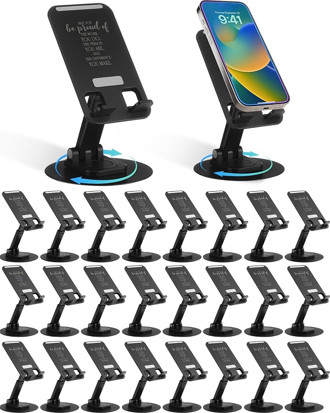 12 Pcs Employee Appreciation Gift Bulk Motivational Cell Phone Stand 360 Rotating Desk Accessory Quote “May You Be Proud of the Work You Do” for Workers Doctor Teachers Volunteers