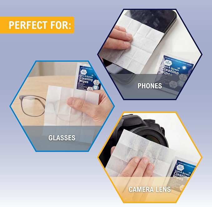 MED PRIDE Anti-Fog Lens & Screen Cleaning Wipes, Premoistened, Scratch-Free & Anti-Static Eyeglass & Electronics Wipes, Individually Wrapped, Ideal for Glasses, Cameras, Phones & Laptops (400)