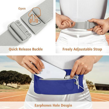 WHIPPY Slim Running Belt Fanny Pack for Women Men Elastic Runners Belt Waist Pouch Chest Bag Phone Holder Waist Pack for Running Hiking