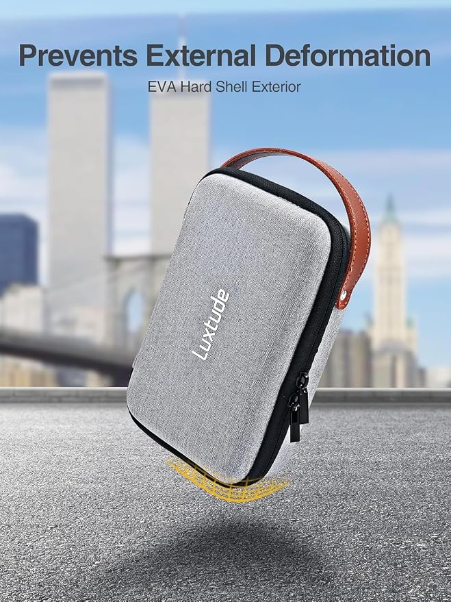 Luxtude Electronic Organizer Travel Case, Portable Tech Organizers, Hard Charger Organizer, Travel Cable Organizers, Tech Bag (Single-Layer, Grey, Small)