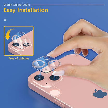 UniqueMe [3 Pack] Compatible with iPhone 13 6.1" / iPhone 13 Mini 5.4" Camera Lens Protector Tempered Glass, [Case Friendly][New Version][Scratch-Resistant][Easy Installation] - Pink Circle