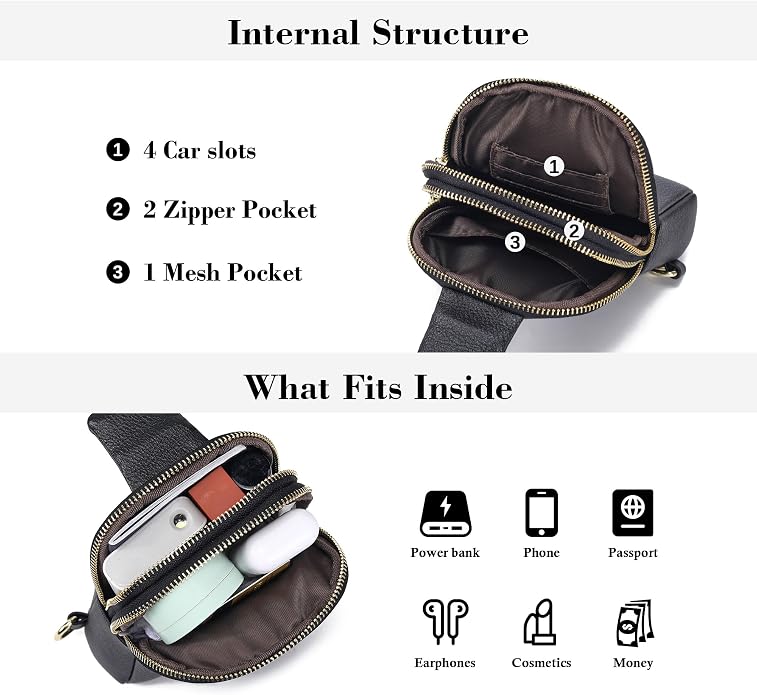 INICAT Small Sling Bag for Women Everyday & Travel Crossbody Bags Lightweight Cross Body Purses Vegan Leather