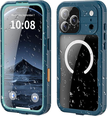 Losin Compatible with iPhone 17 Pro Max Waterproof Case, [Compatible with MagSafe] [Built-in Screen Protector], Full Body Protection Military Grade Shockproof Case, Teal