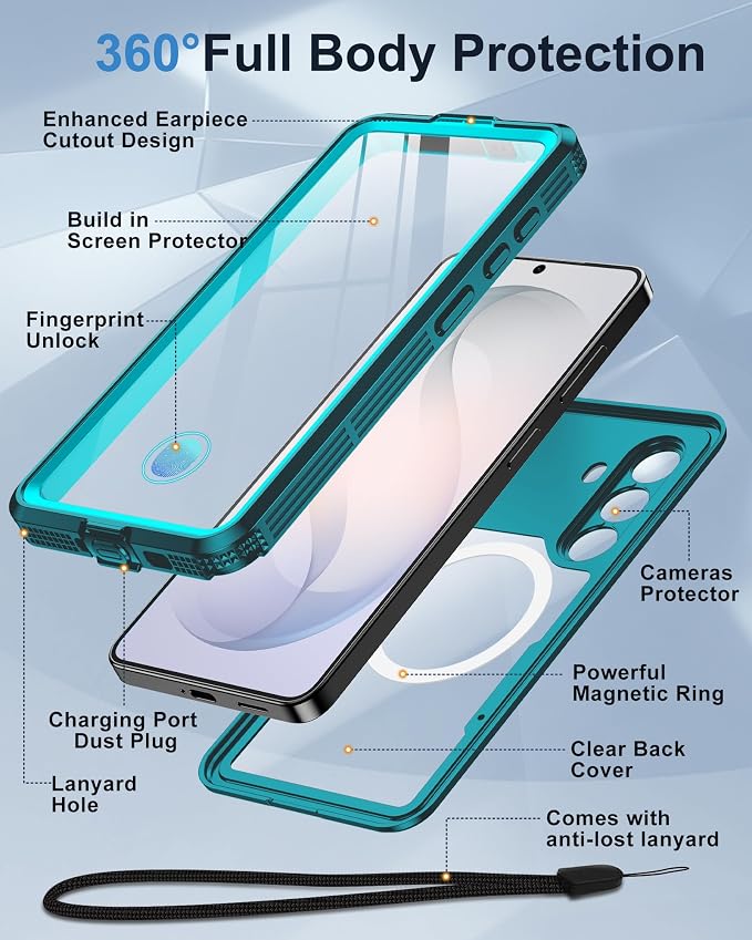 for Samsung Galaxy S26 Waterproof Case, [Fit for Magsafe] [IP68 Water Proof] [Built-in Screen Protector], Magnetic Heavy Duty Military Grade Rugged Phone Case for S 26 6.3", Teal