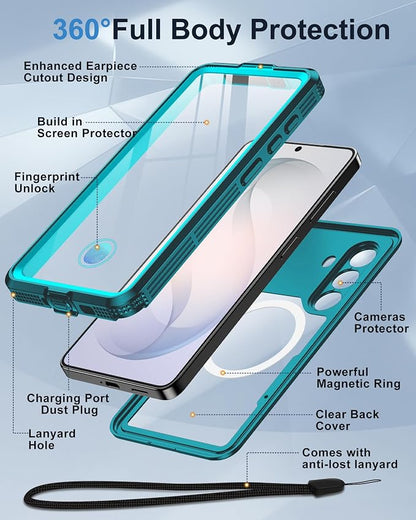 for Samsung Galaxy S26 Waterproof Case, [Fit for Magsafe] [IP68 Water Proof] [Built-in Screen Protector], Magnetic Heavy Duty Military Grade Rugged Phone Case for S 26 6.3", Teal