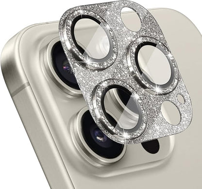 Camera Lens Protector for iPhone 16 Pro/16 Pro Max, Glitter Camera Cover with 9H Tempered Glass Metal Ring, Lens Protector for iPhone 16 Pro/Pro Max (Glitter - Natural)