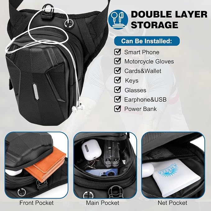 ISEYOU Thigh Bag, Motorcycle Leg Bag for Men Women, Drop Leg Bag with Removable Leg Straps, Multifunctional Gear Bags for Cycling Hiking Camping Fishing Travel Outdoor