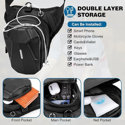 ISEYOU Thigh Bag, Motorcycle Leg Bag for Men Women, Drop Leg Bag with Removable Leg Straps, Multifunctional Gear Bags for Cycling Hiking Camping Fishing Travel Outdoor