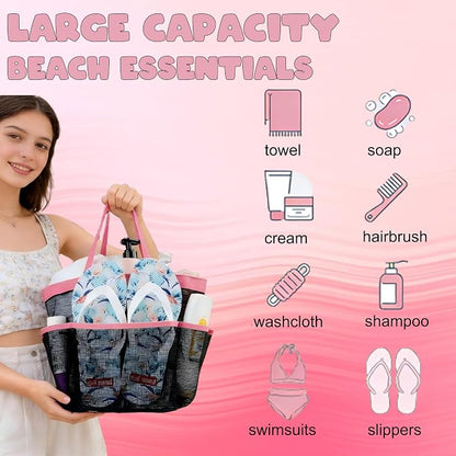 Attmu Mesh Shower Caddy Portable, Quick Dry Hanging Shower Tote Bag for College Dorm Room Essentials, Large Capacity Shower Caddy Dorm for Bathroom Gym Swimming