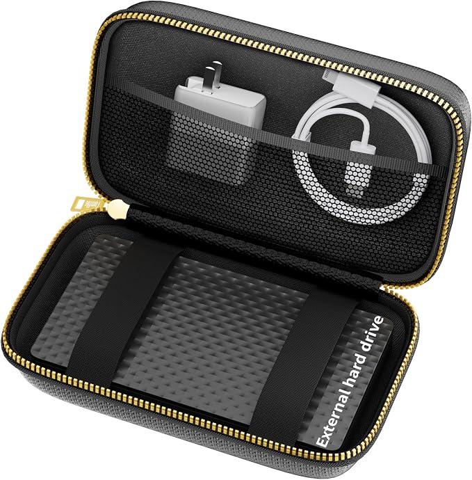 Electronics Travel Organizer, Hard Case Explosion-Proof Cables Carry Box | Fireproof Zipper, Compatible with Hard Drive, Fireproof Portable Safe Storage for Power Bank, Phone, Charger, Cord , Black
