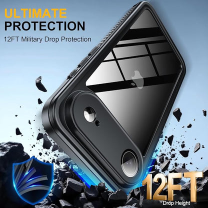 ANTSHARE for iPhone Air Case, IP68 Waterproof Shockproof Case, [Built-in Screen Protector] - 12 FT Military Dropproof - Full Body Heavy Duty Rugged Phone Cover 6.5 inches - Black/Clear