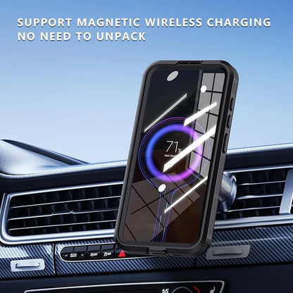 Guppy for Galaxy S25 Plus Magnetic Waterproof Case, Built-in Screen Protector [IP68 Waterproof][14FT Military Drop Proof] 360° Full Body Protection Dustproof Shockproof Heavy Duty Rugged Case, Black