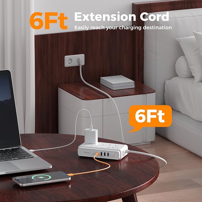 TESSAN Voltage Converter US to Europe, 220 to 110 | 4 USB Ports (1 USB C), 3 AC Outlets, EU UK AU IT IN ZA Plug Adapter, Step Down Transformer, 6 FT Cord