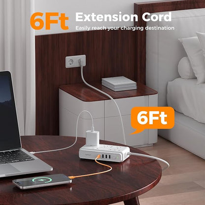 TESSAN Voltage Converter US to Europe, 220 to 110 | 4 USB Ports (1 USB C), 3 AC Outlets, EU UK AU IT IN ZA Plug Adapter, Step Down Transformer, 6 FT Cord