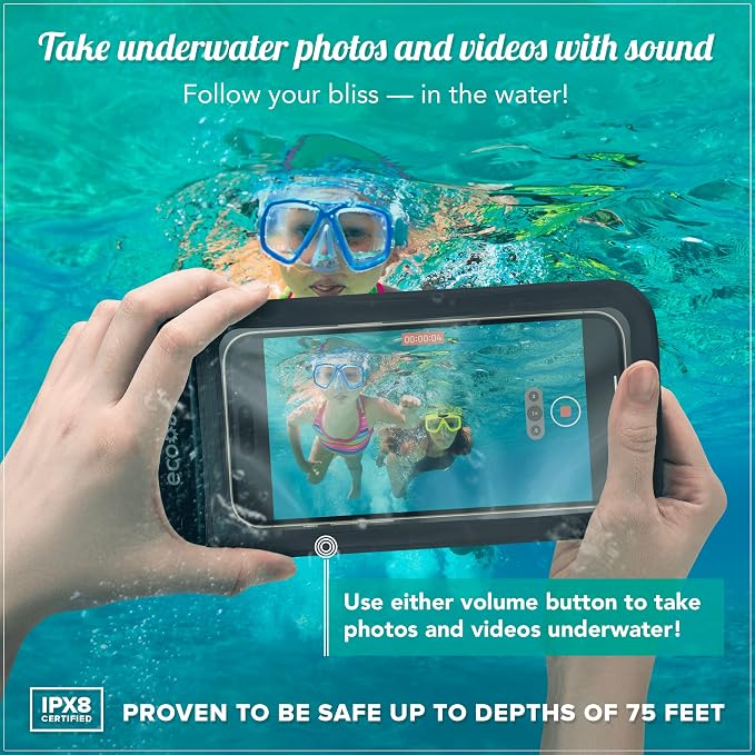 Eco Sun Waterproof Phone Pouch (2-Pack) — Designed in Hawaii — Case Fits All iPhones (incl. 17 Pro Max), Samsung Galaxy S24 & More (Black/Black)