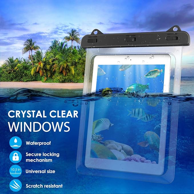 MoKo Waterproof Tablet Case, Tablet Pouch Dry Bag Compatible with iPad 10th, iPad Pro 11 2022, iPad Air 5/4/3/2, iPad 10.2, iPad Pro 10.5/9.7, Samsung Tab S4/S3/S2/Tab A 9.7, Tab E 9.6, Up to 12 inch