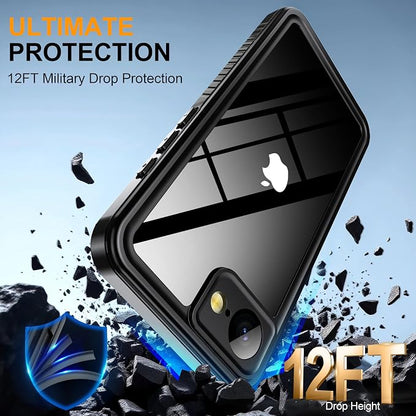 ANTSHARE for iPhone 17E/16E Case IP68 Waterproof, with Built-in Lens/Screen Protector, Military Drop Protection, Shockproof Rugged Phone Case for Swimming/Outdoor (6.1", Black/Clear)