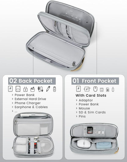 Travelkin Travel Cord Organizer, Cable Organizer For Electronic Accessories | Expandable electronics organizer, charger organizer, travel case, Large Capacity tech pouch for Card,Usbs, travel essentials