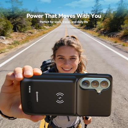 NEWDERY EWDERY 9500mAh Battery Case for Samsung Galaxy S26 Plus/S25 Plus 6.7", Qi Wireless Charging Compatible, Protective Portable Charger Case Battery Pack for Galaxy S26 Plus&Galaxy S25 Plus Black