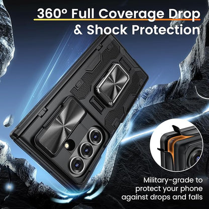 VEGO for Samsung Z Fold 7 Case with Screen Protector Anti-Peeping,Black | Built-in Hinge Protection &Slide Camera Cover Full-Body Shockproof Protective Rugged Kickstand Case for Galaxy Z Fold 7