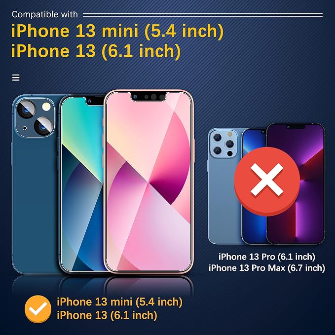 UniqueMe [3 Pack] for iPhone 13 / iPhone 13 Mini Camera Lens Protector, Tempered Glass [Case Friendly][New Version][Scratch-Resistant][Easy Installation] - Black Circle