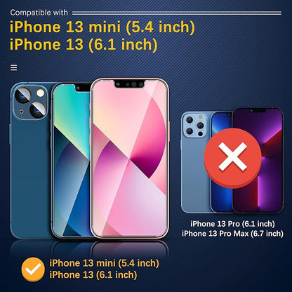 UniqueMe [3 Pack] for iPhone 13 / iPhone 13 Mini Camera Lens Protector, Tempered Glass [Case Friendly][New Version][Scratch-Resistant][Easy Installation] - Black Circle