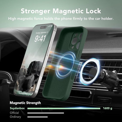 Magnetic for iPhone 16 Pro Max Case, Compatible with MagSafe, [Full Camera Protection][Screen Protector] Silicone Shockproof Protective Phone Case for iPhone 16 Pro Max 6.9", Alpine Green