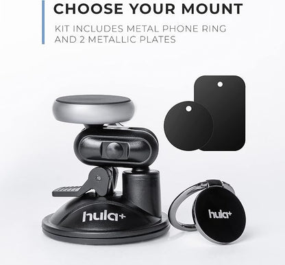hula+ Magnet Phone Holder Reusable Stand, Portable Mount for Shower Mirror Kitchen Window & Bathroom Compatible with All Phones, Ideal for Content, TikTok, Instagram, Movies & Music