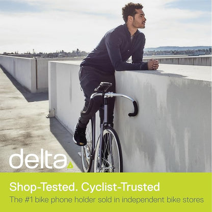 Bicycle Phone Mount By Delta Cycle - Lockable Bike Phone Mount Handlebar Adjusts To Any Size Bar - Fits Any Phone Or IPhone Up To 3.5" x 7.8" - Easily Accessible Bike Phone Holder